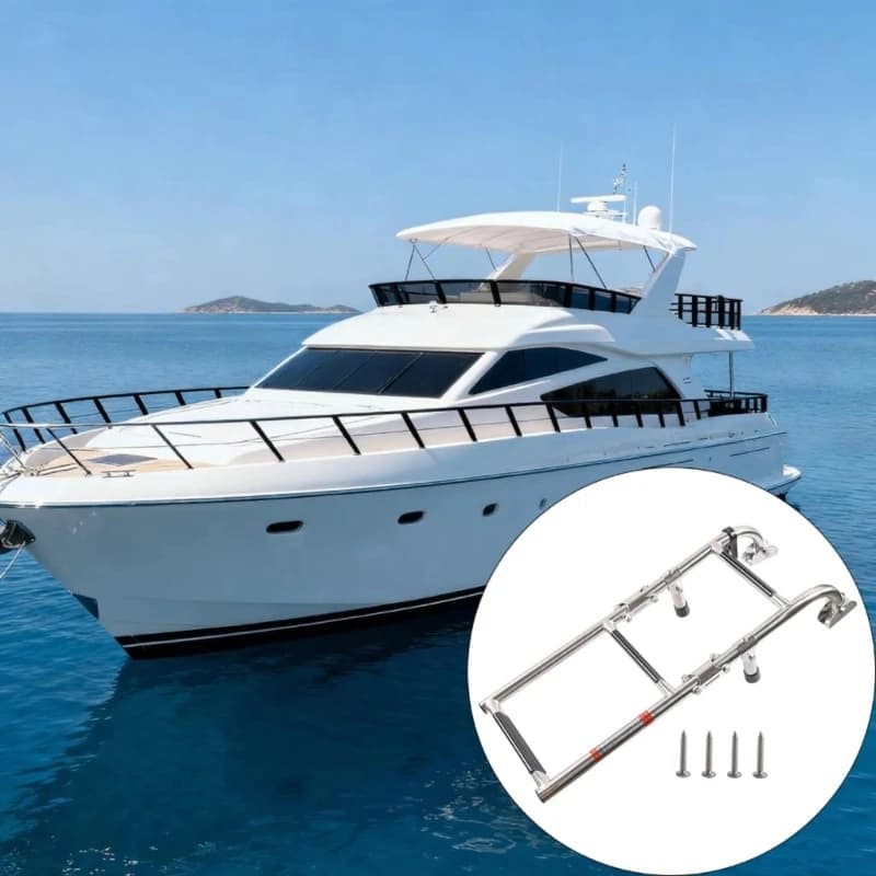 Échelle d'embarquement pliante sécurité Marine, escabeau télescopique à 3 marches pour l'accès aux e