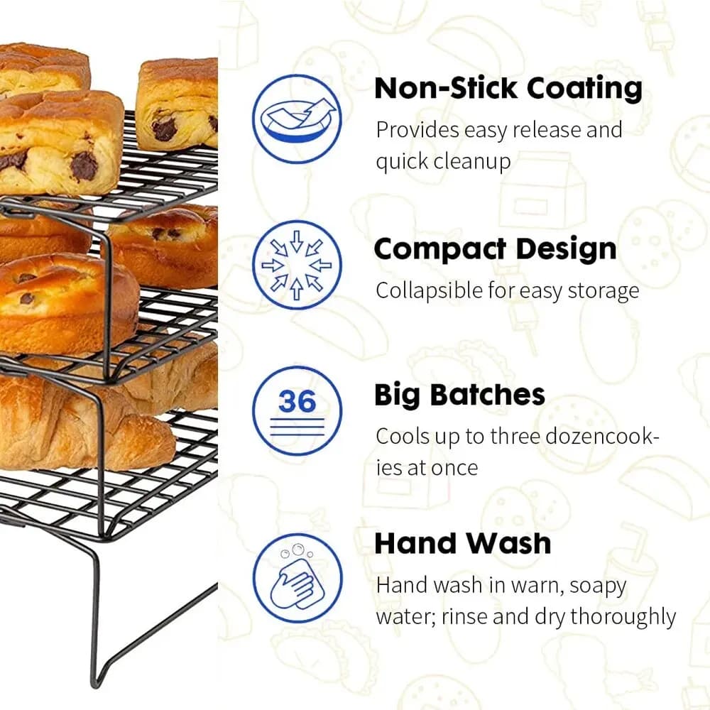 Grille métallique antiadhésive, plateau de cuisson, support de refroidissement de gâteaux, four en a