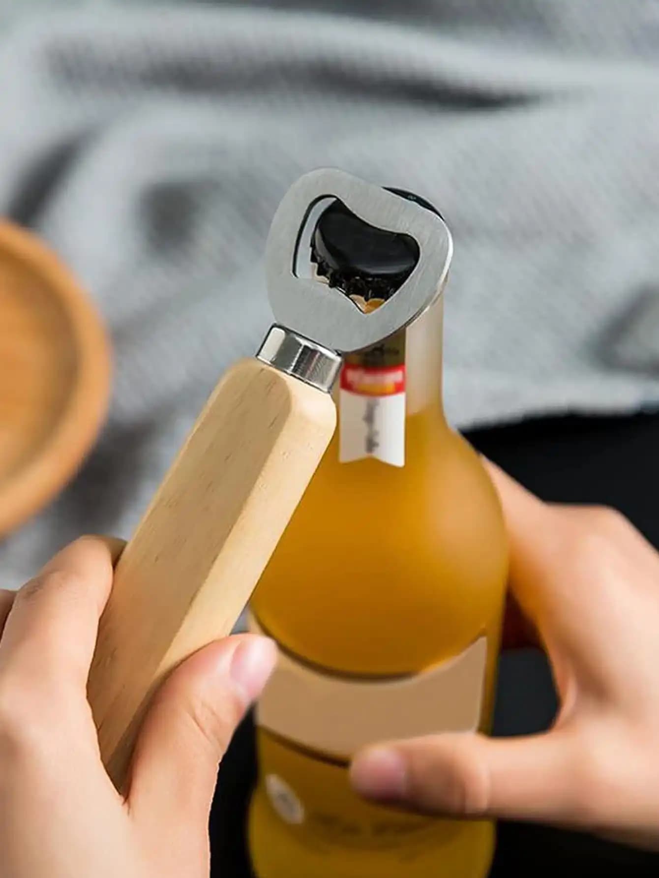 Leeseph ouvre-bouteille à manche en bois ouvre-bouteille de bière ouvre-bouteille de barman ouvre-bo