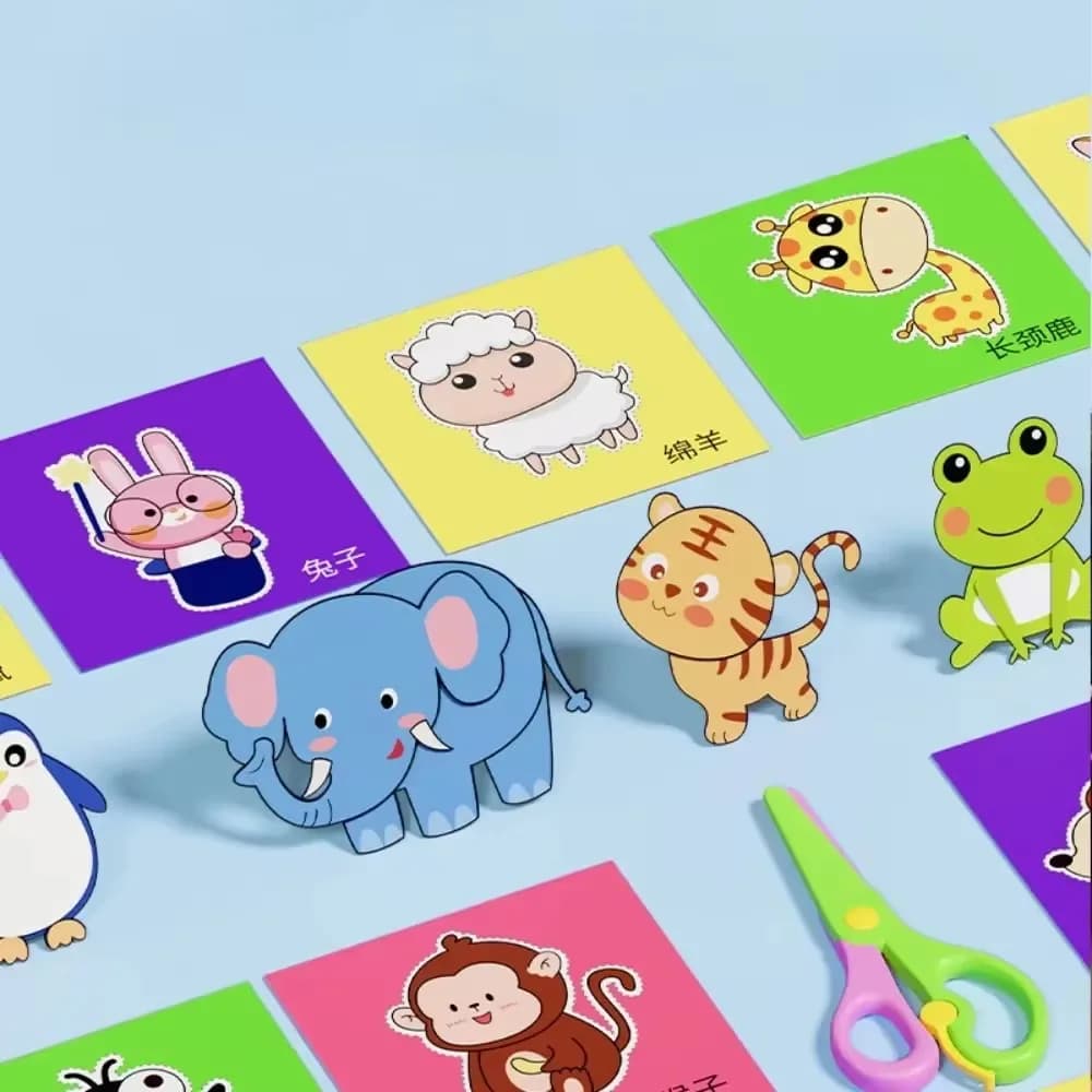 Livre découpé en papier fait à la main, 48 pièces, jouets artisanaux pour enfants, bricolage, dessin