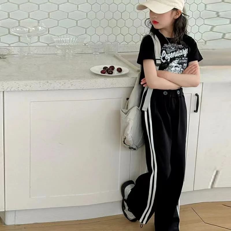Costume décontracté d'été pour filles, T-shirt à la mode pour enfants, pantalon décontracté, robe d'