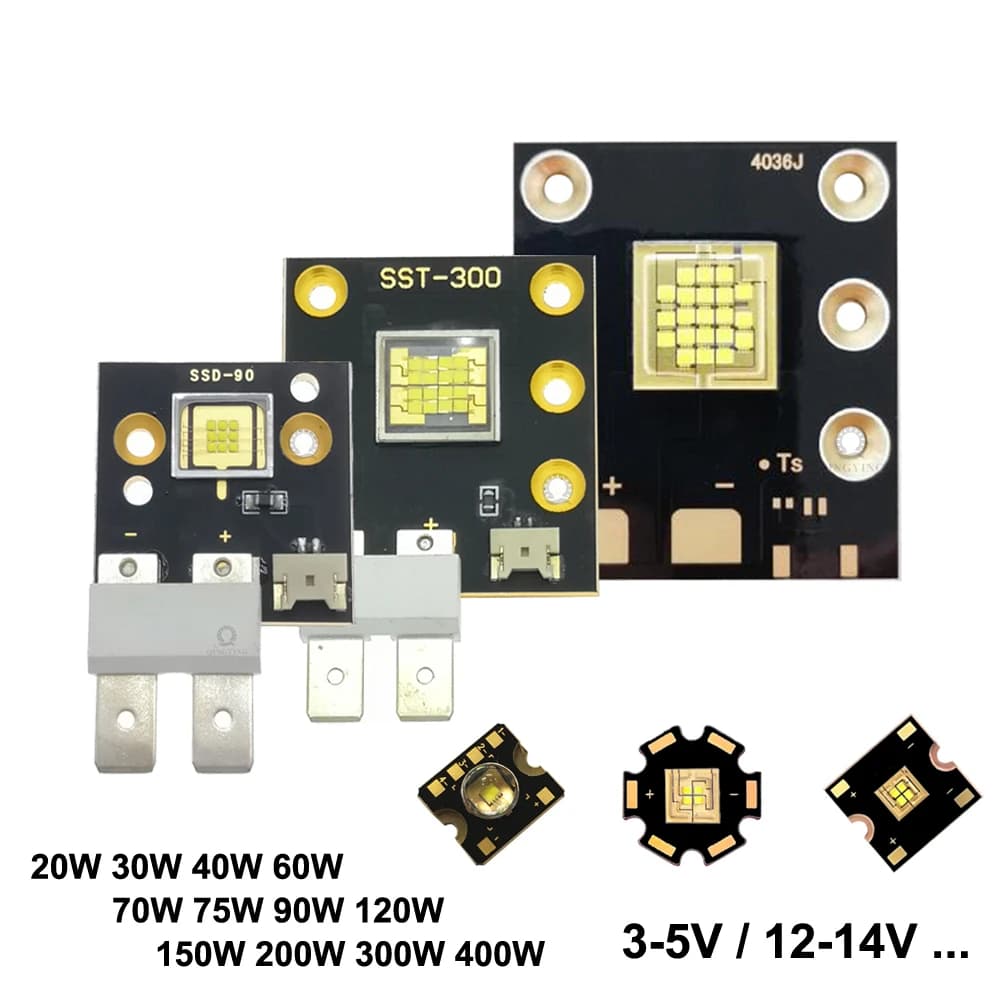 Source de lumière de scène à puce LED haute puissance 20W 40W 60W 90W 120W 150W 200W 300W 400W 3V 5V