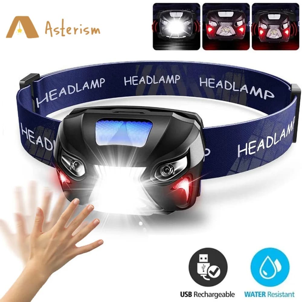 8 Mode puissant phare corps capteur de mouvement tête lampe de poche Usb Rechargeable phare LED Camp
