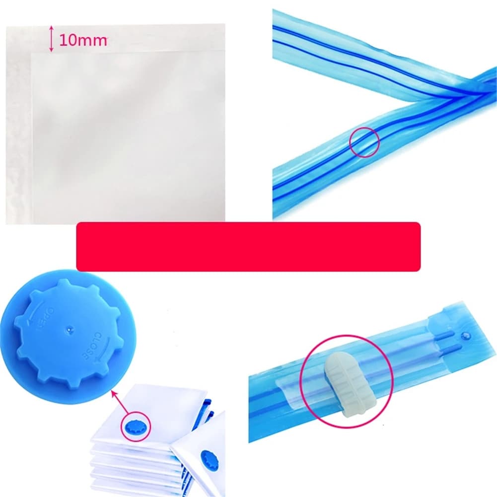Sacs de rangement sous vide avec Valve, transparents, pliables, compressés, gain de place, sceau de 