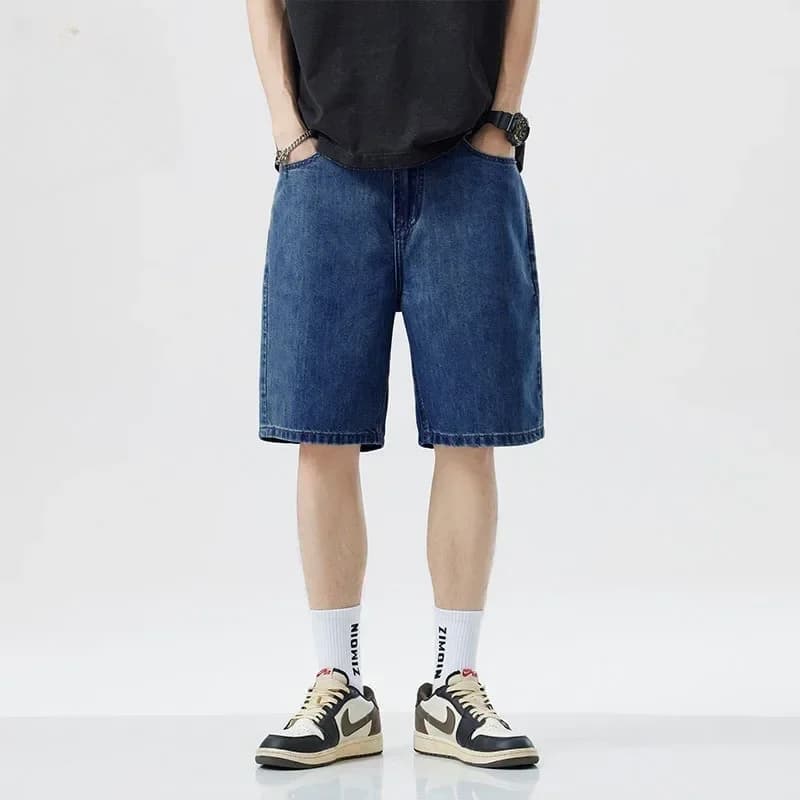 2025 été classique Shorts jean hommes Denim pantalon droit Stretch décontracté Cool mince genou long
