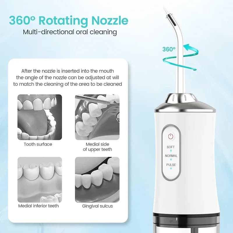 Irrigateur dentaire Portable, Jet dentaire, Rechargeable par USB, cure-dents, 4 embouts, machine à l