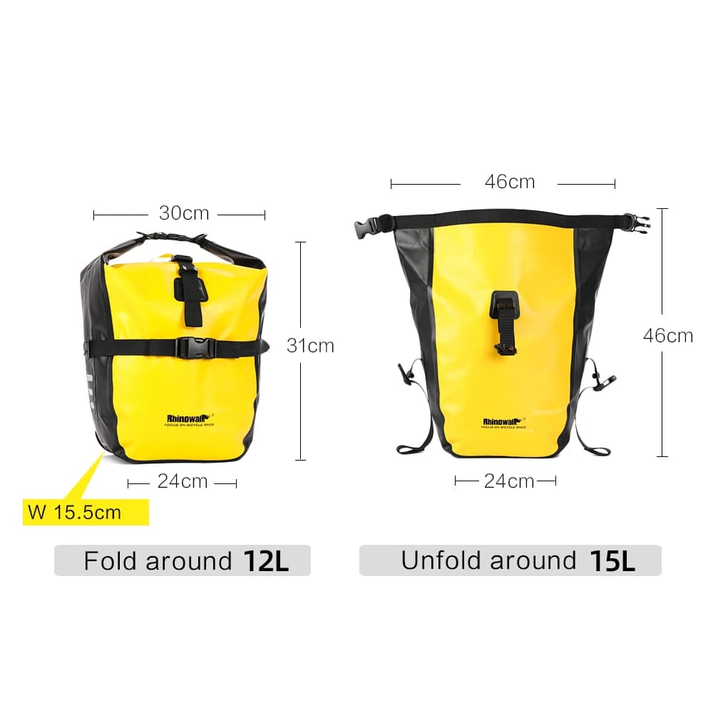 Rhinowalk 7L-15L vélo sacoche 100% étanche avant support sac arrière vélo porte-bagages cyclisme Bag