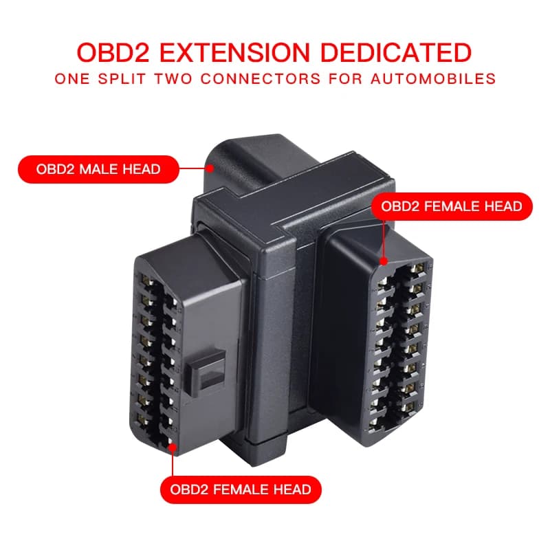 Dispositif de fil de voiture obd, adaptateur mâle et femelle, 1 minute, 2 rallonges, 1 minute, 3 min