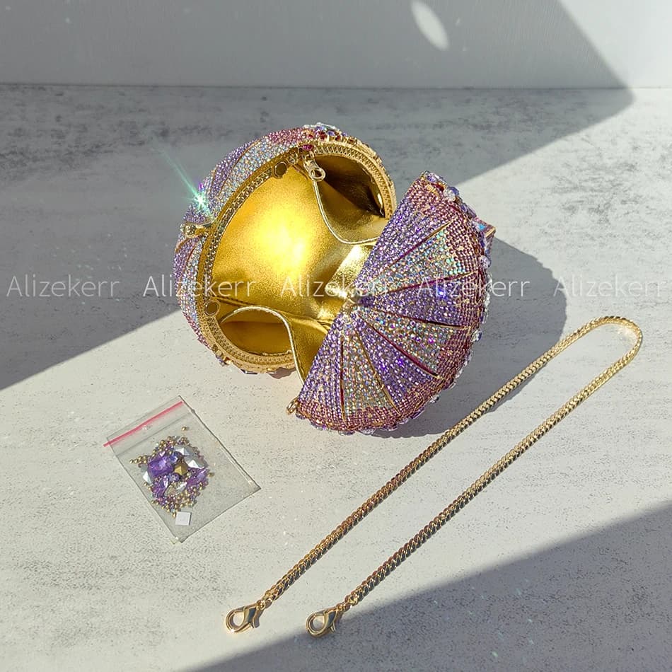 Alizekerr sacs de soirée en cristal en forme de ballon à Air chaud femmes de luxe chic Unique strass