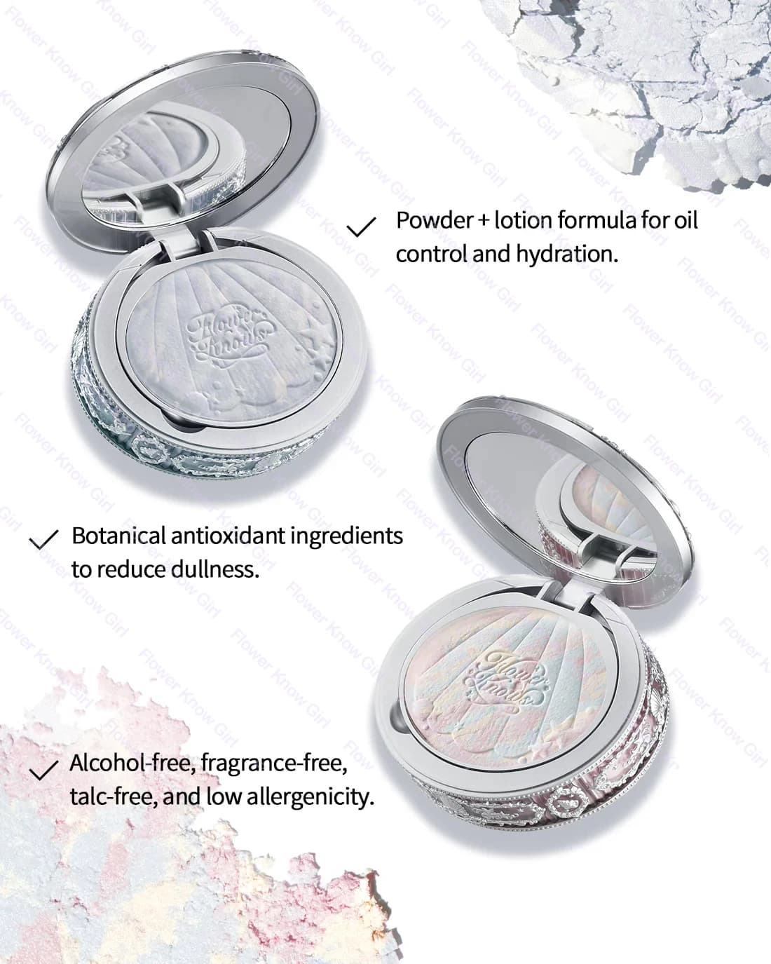 Fleur sait coquille perle Collection poudre cuite couleur mixte miel poudre clair mat maquillage rég