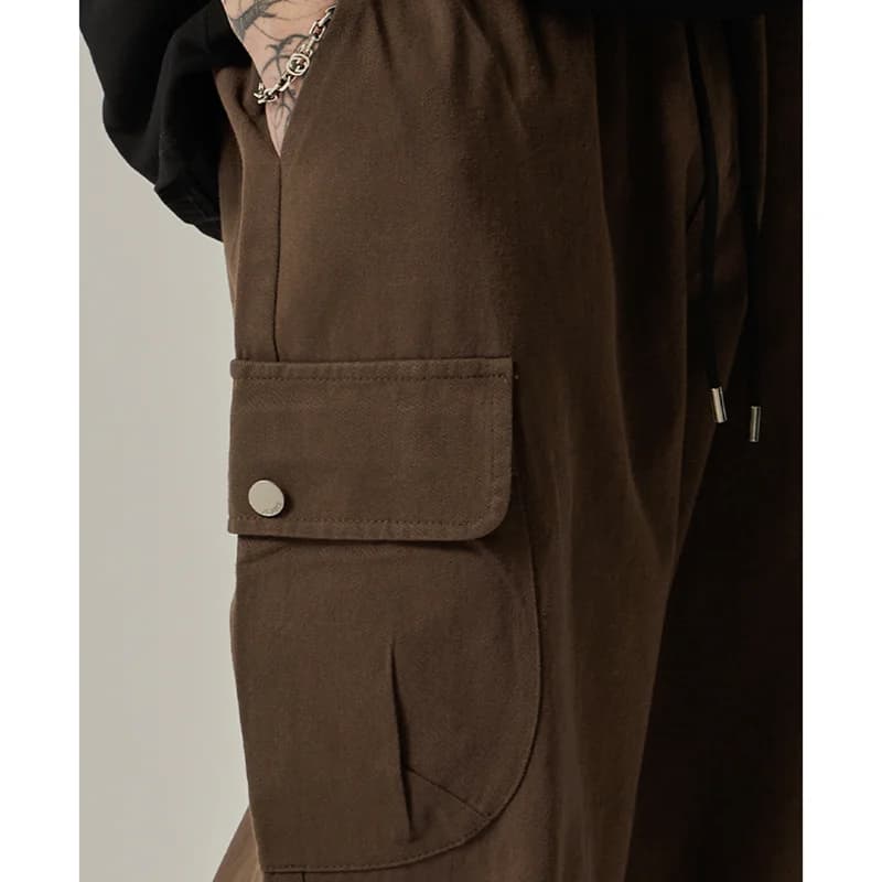 Pantalon de survêtement pour hommes, Vintage, japonais, jambes larges, droit, ample, boutons, grande