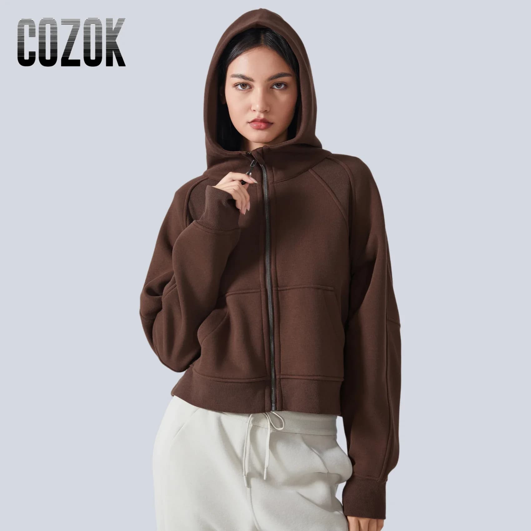 Sweat-shirt à Capuche avec Fermeture Éclair Complète pour Femme, Vêtement d'Hiver Chaud, Manteau de 