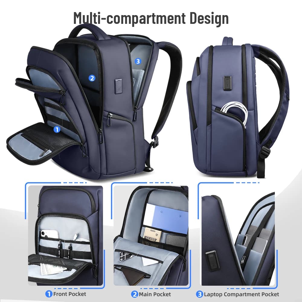 Sac à dos de voyage d'affaires HK pour hommes, imperméable, sac à dos pour ordinateur portable de 17