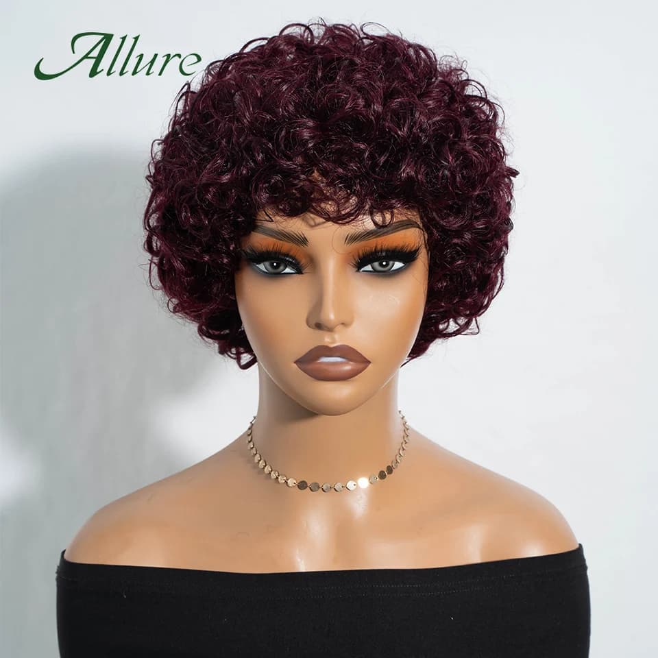 Perruques en cheveux humains Jerry Curly pour femmes noires, perruque courte pixie afro bouclée de 1