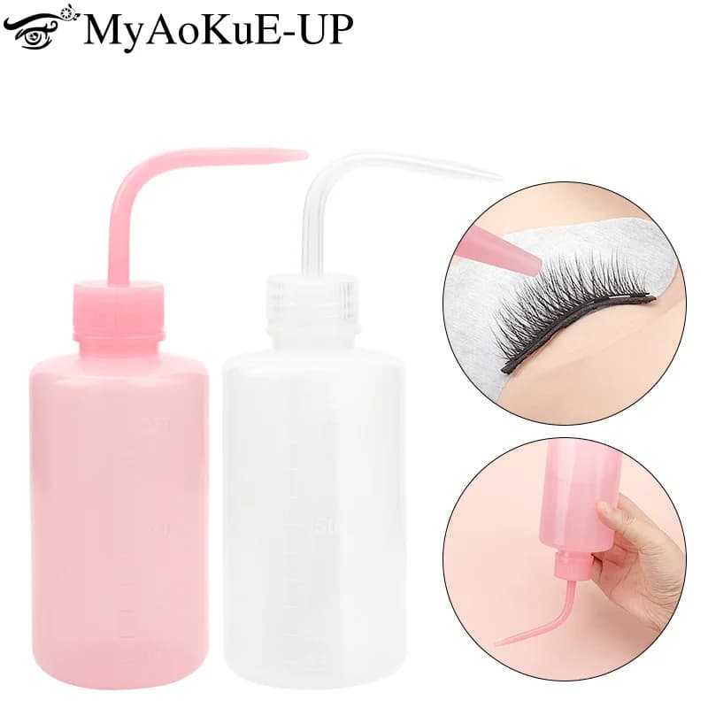 Bouteille de lavage de cils propre avec bec incurvé, bouteille de démaqucorporelle, lavage par souff