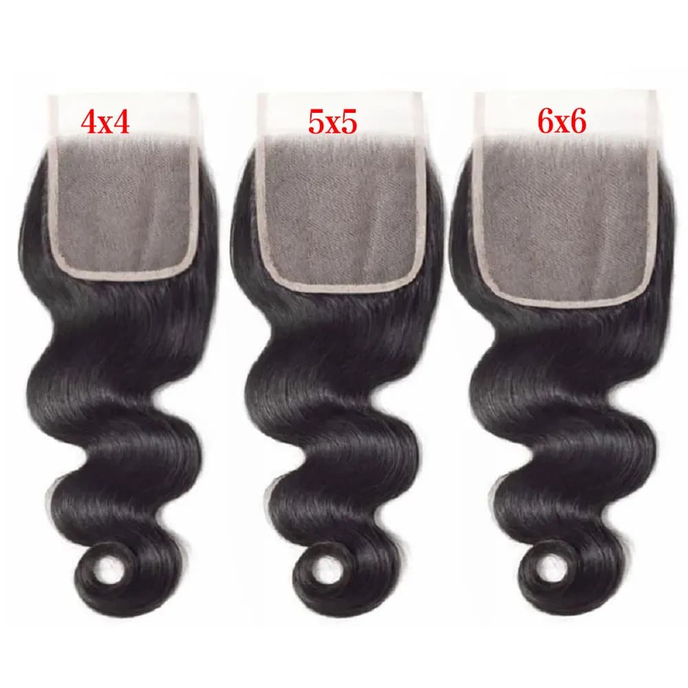 4x4 5x5 fermeture de vague de corps 6x6 fermeture frontale en dentelle de cheveux humains pour les f