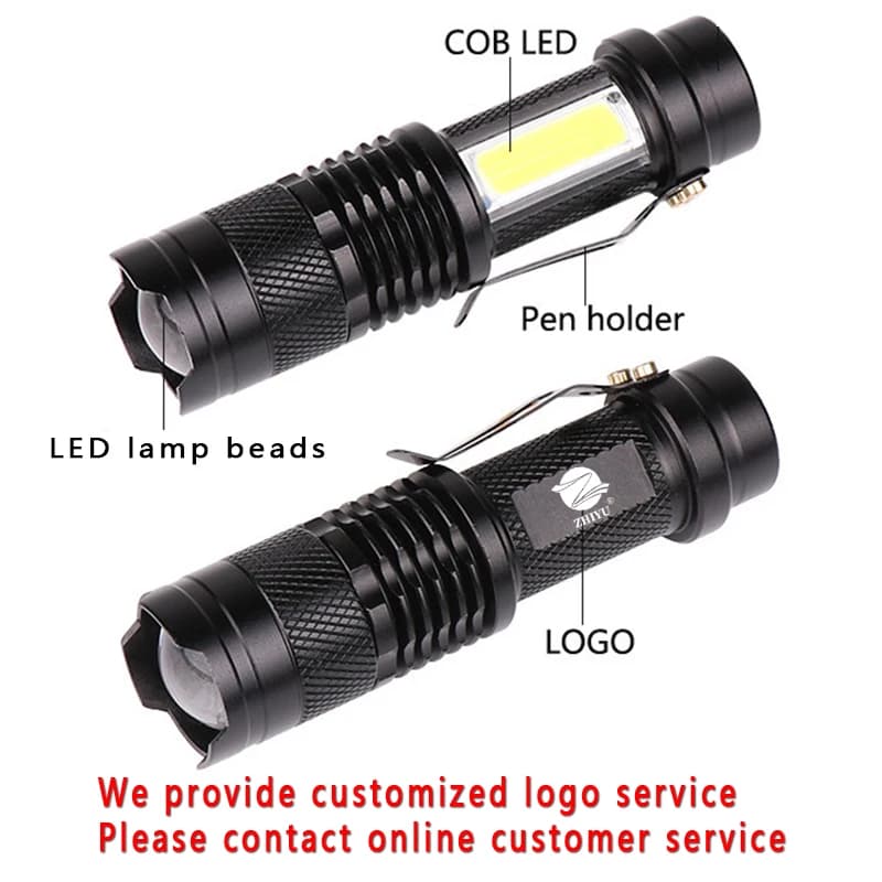 Batterie intégrée XP-G Q5 LED Zoom Focus Mini lampe de poche LED lampe torche lanterne réglable Penl