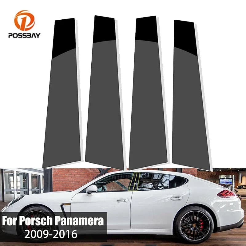Autocollants de garniture de porte de poteaux de pilier de fenêtre de voiture pour Porsche Panamera,