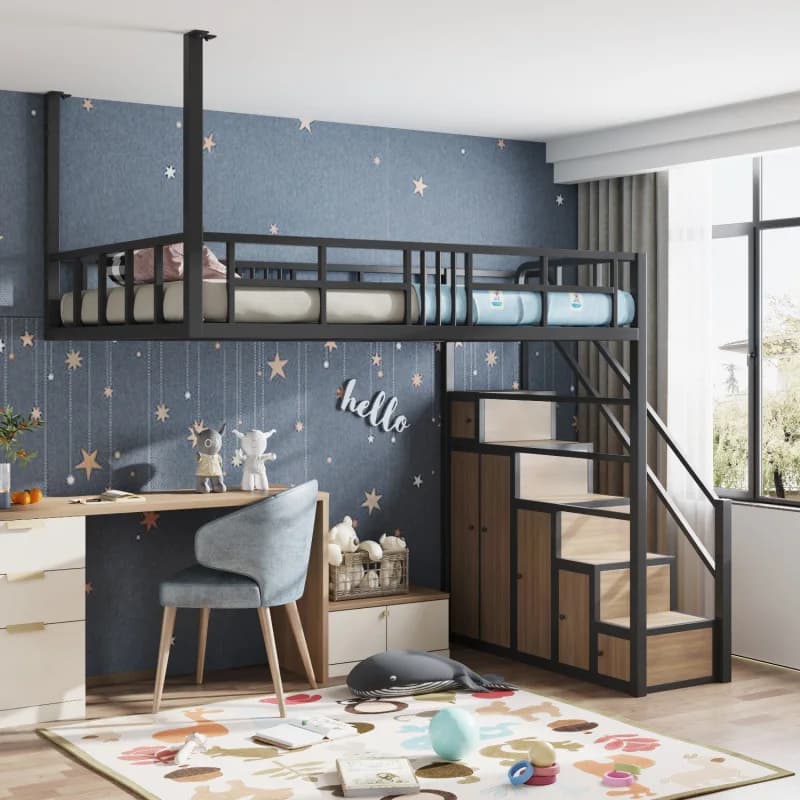 Loft multifonctionnel en fer forgé hamac peu encombrant semi-sol appartement loft surélevé étudiant 