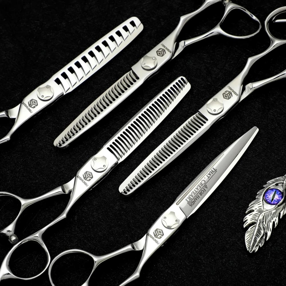 Ciseaux de barbier professionnels MSHUIGU, ciseaux à lame inversée multifonctionnels, acier VG10, 5,