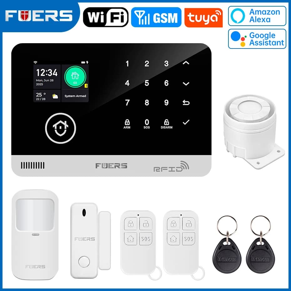 Système d'alarme FUERS pour maison WIFI GSM alarme de sécurité hôte antivol avec capteur de mouvemen