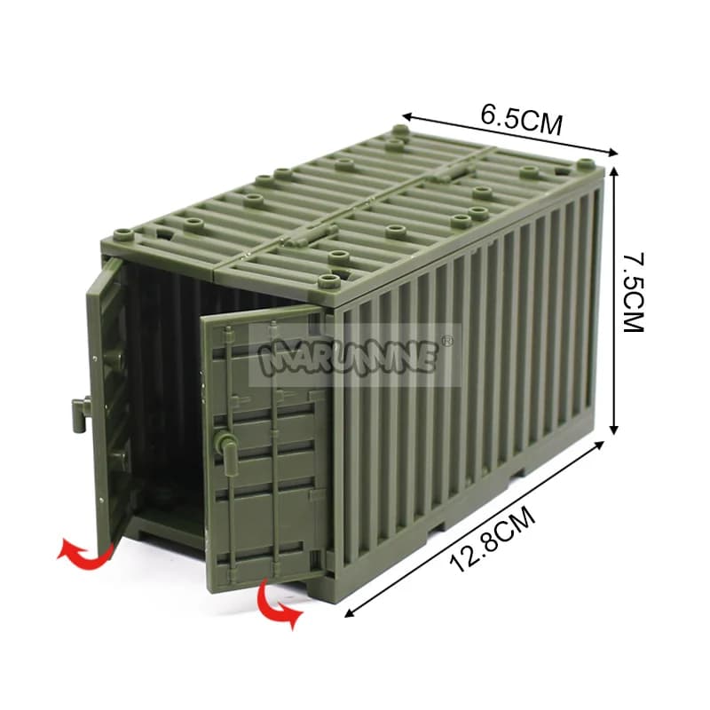 Marumine MOC – boîtes de conteneurs militaires, accessoires en briques, blocs de construction de scè