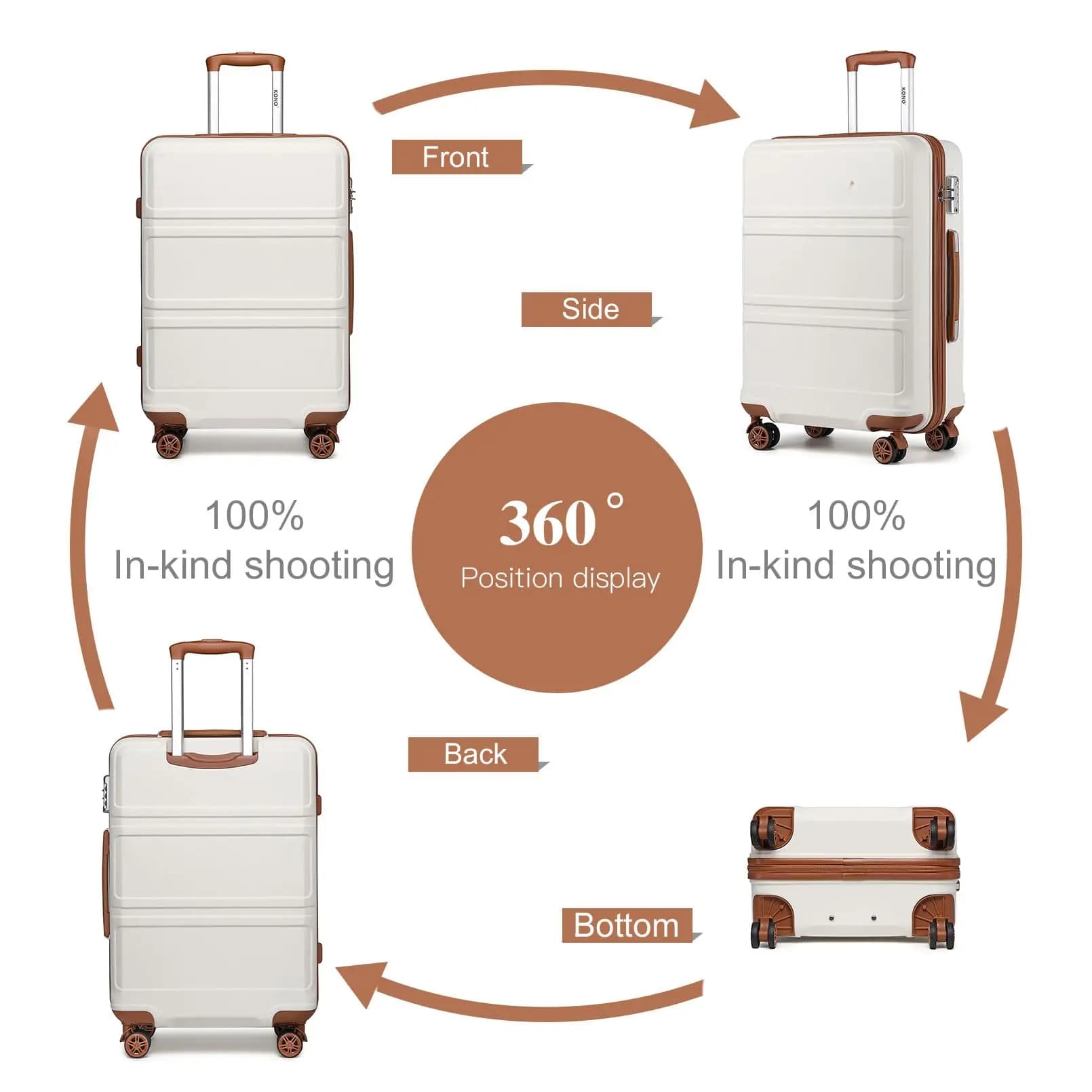 Kono Valise d'habitacle légère – Coque rigide ABS 20/24/28 pouces, convient à EasyJet sous le siège,