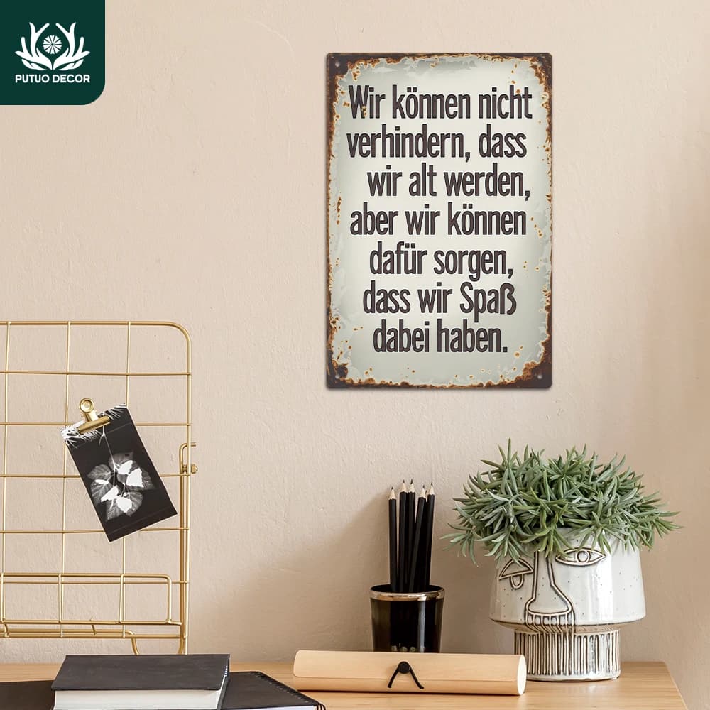 Putuo Decor – panneau en métal Vintage avec citations amusantes allemandes, décor artistique mural p