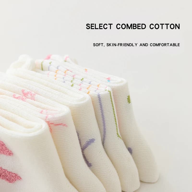 5 paires de chaussettes mi-mollet avec nœud papillon pour enfants filles, en coton peigné sélectionn