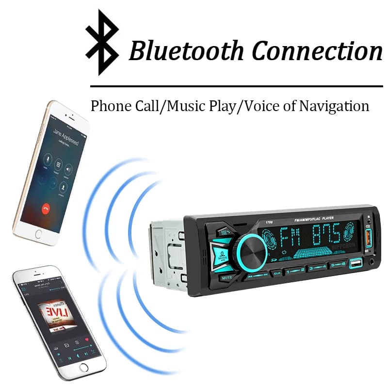 Hippcron autoradio 1din Srereo lecteur MP3 Bluetooth récepteur FM avec télécommande AUX/USB/TF prise