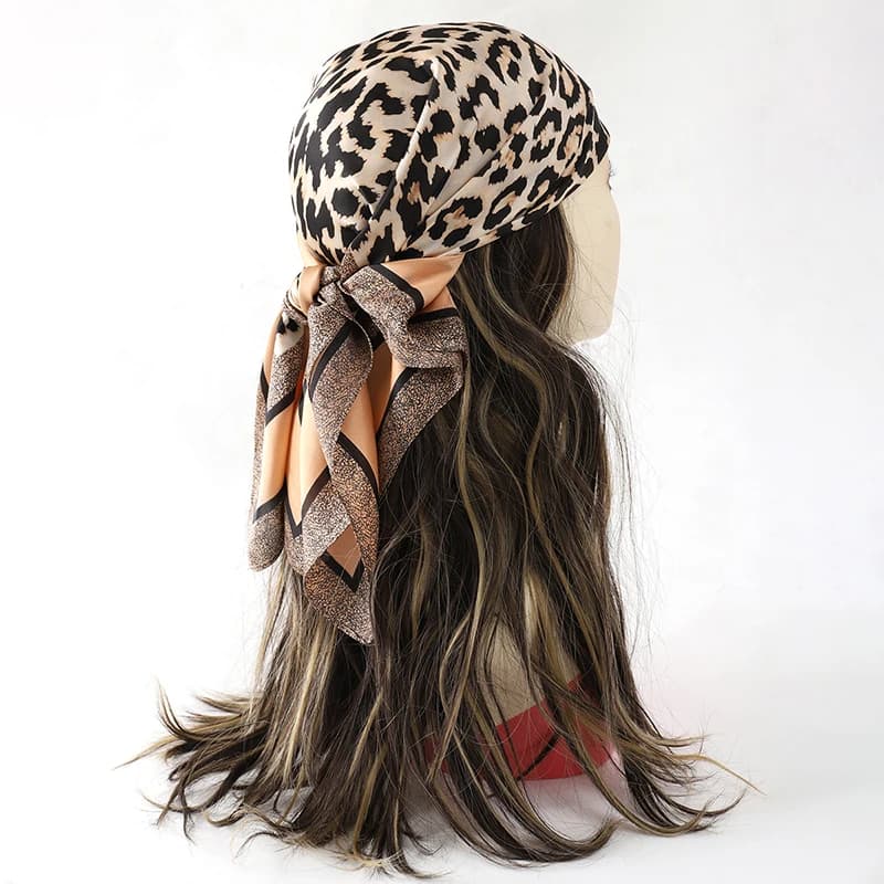 Foulard de luxe 60 couleurs pour femme, 70*70 cm, effet soie, carré, pour cheveux, châle en satin, g