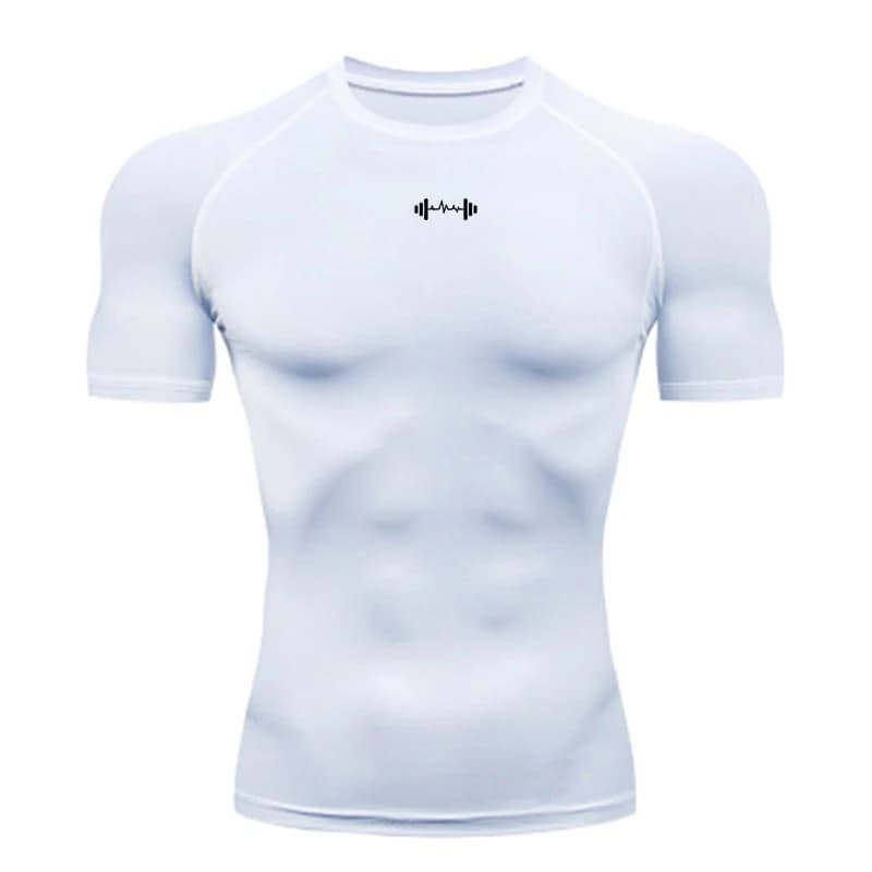 T-shirt de compression pour homme à manches courtes, absorbant, pour le sport, la gym, le fitness, l