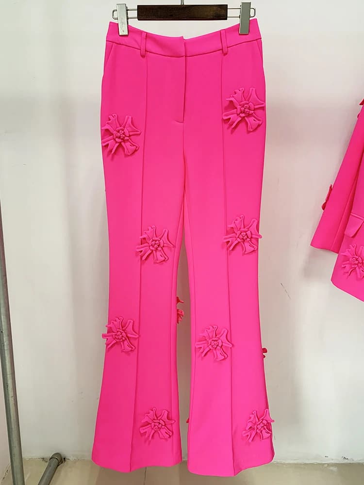 HIGH STREET Nouveauté 2026 Pantalon de mode de créateur pour femme avec applications florales