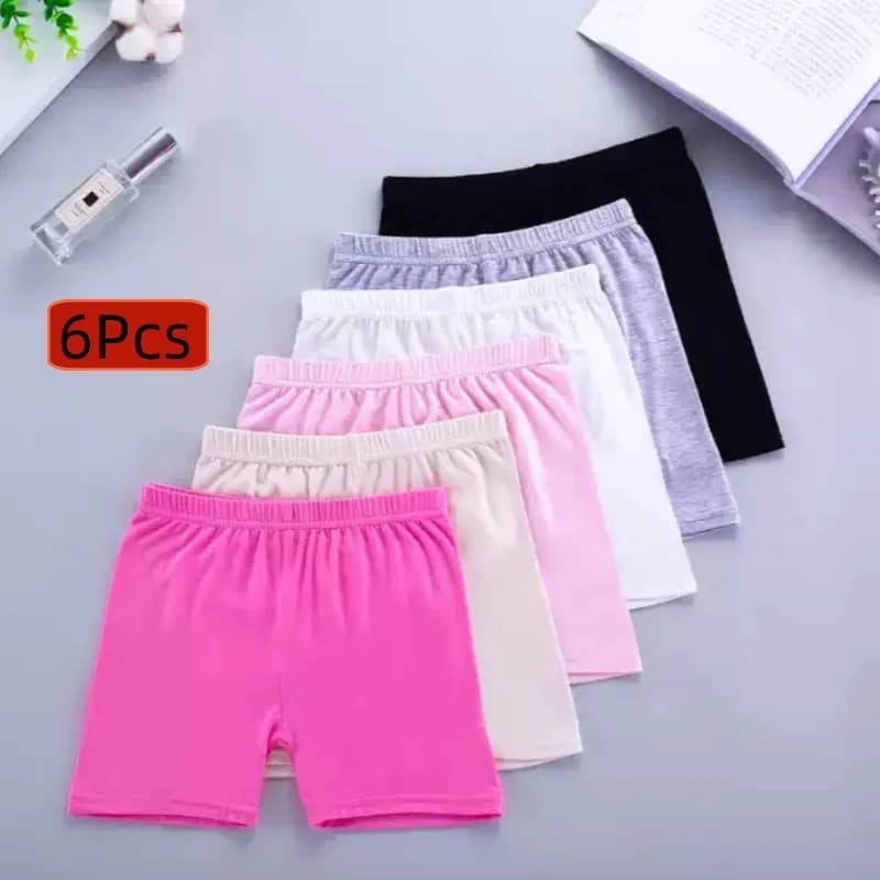 6 pièces Nouveaux shorts en modal pour filles 2026 – Doux, respectueux de la peau, basiques pour l'é