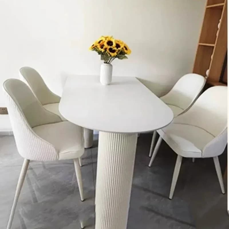 Table à manger moderne De luxe blanc nordique Vintage demi-cercle Table à manger étanche italie Conj