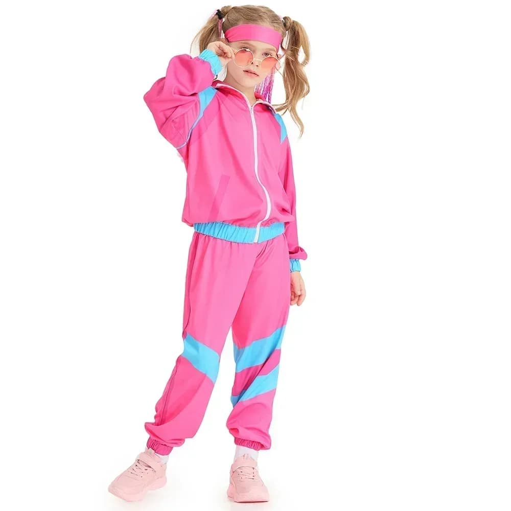 Enfants garçons et filles 80s 90s vêtements de sport Costume rétro Disco Hip Hop mode Patchwork ferm
