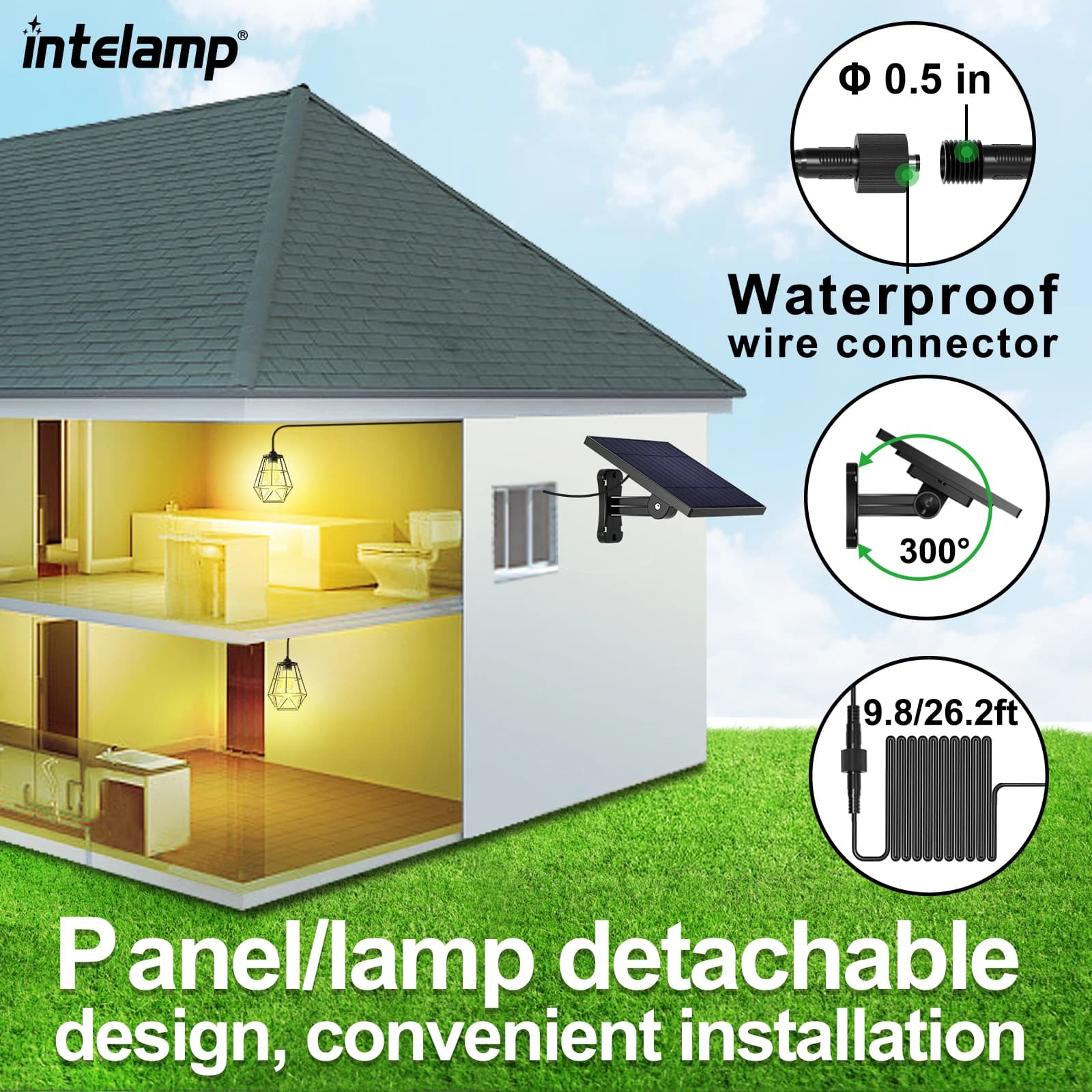 Lampes solaires suspendues 4000 mAh, intérieur/extérieur, super lumineuses, étanches IP65, pour cham