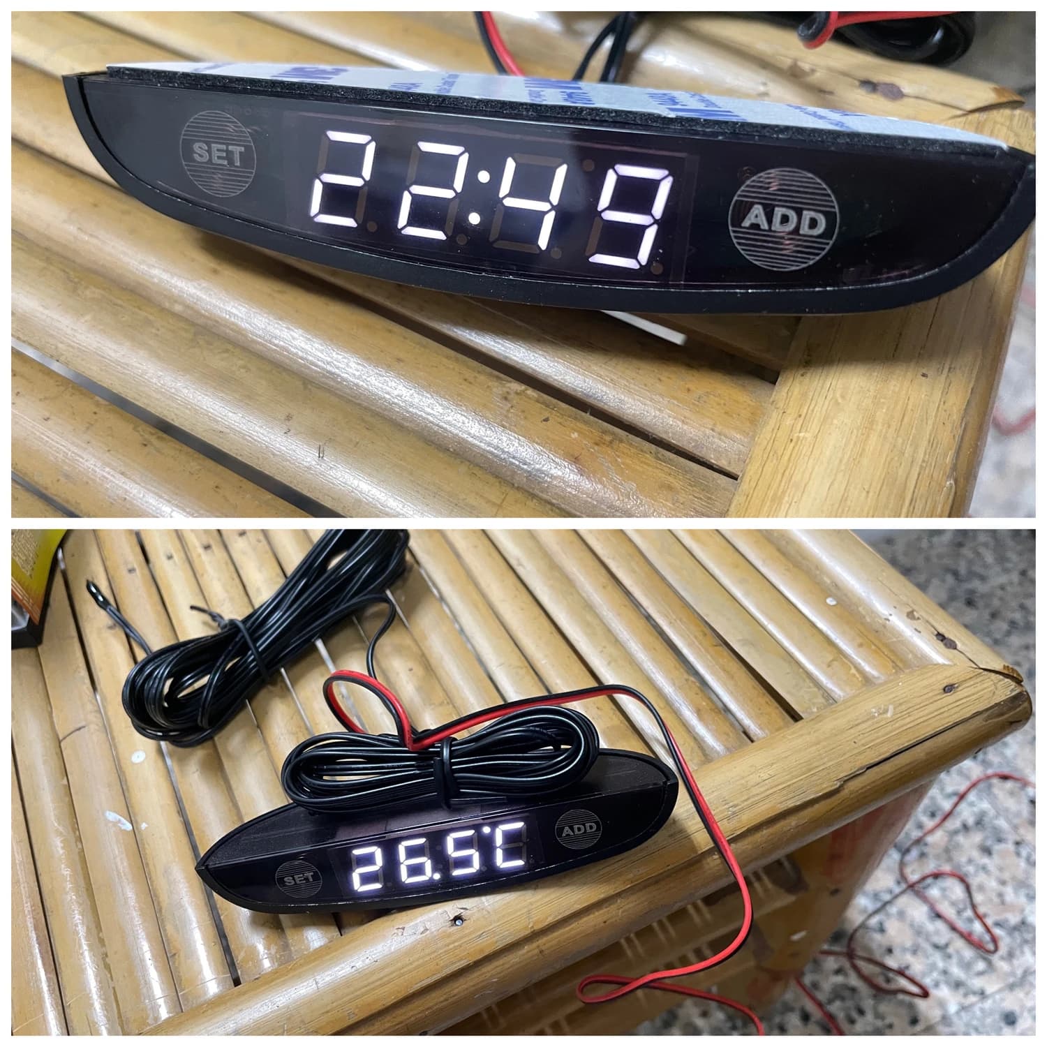 Blanc rouge bleu vert 12-24V Type de lune thermomètre voltmètre horloge affichage LED tableau de bor