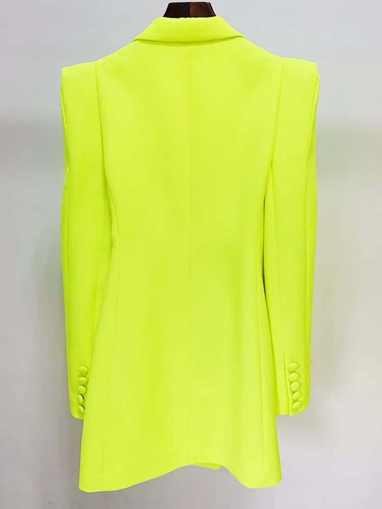 Blazer long double boutonnage de créateur pour femme, nouvelle collection 2026, haute qualité, épaul