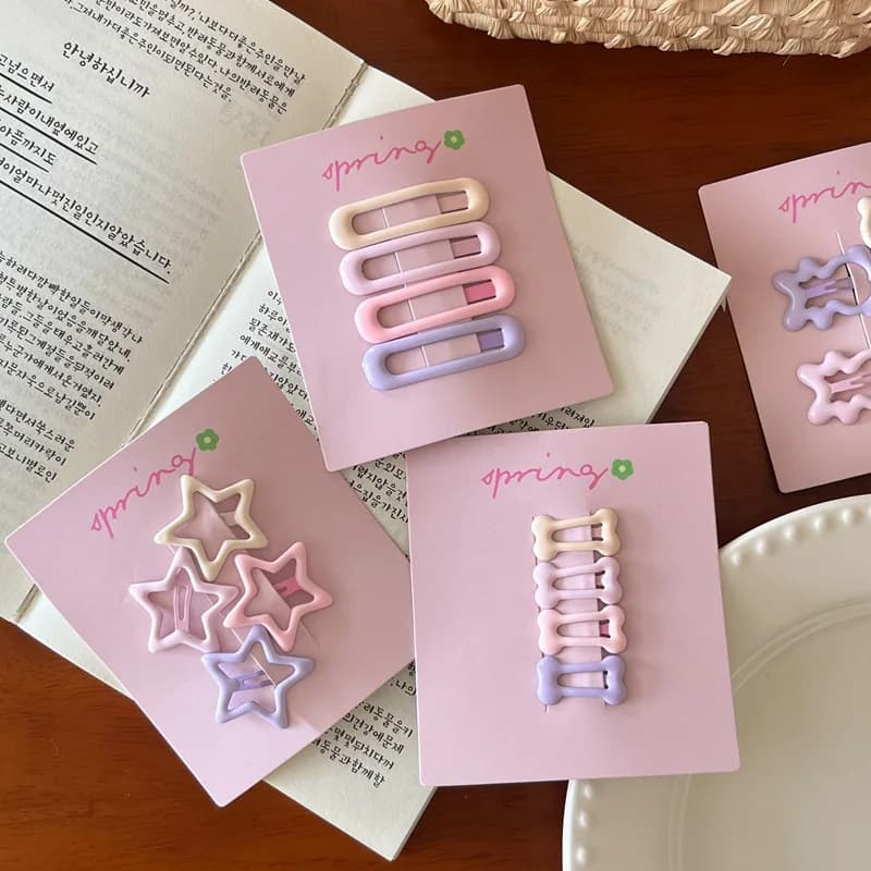 Mini pinces à cheveux géométriques colorées pour filles, 4 pièces/ensemble, ornements pour cheveux, 