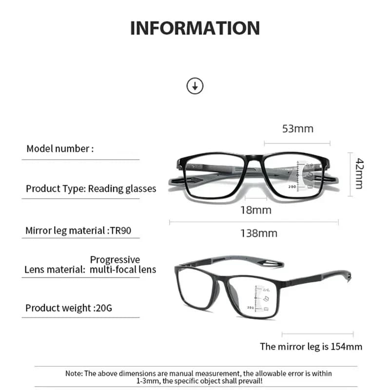TR90 Anti-lumière bleue multifocale lunettes de lecture hommes femmes progressif près de loin lunett