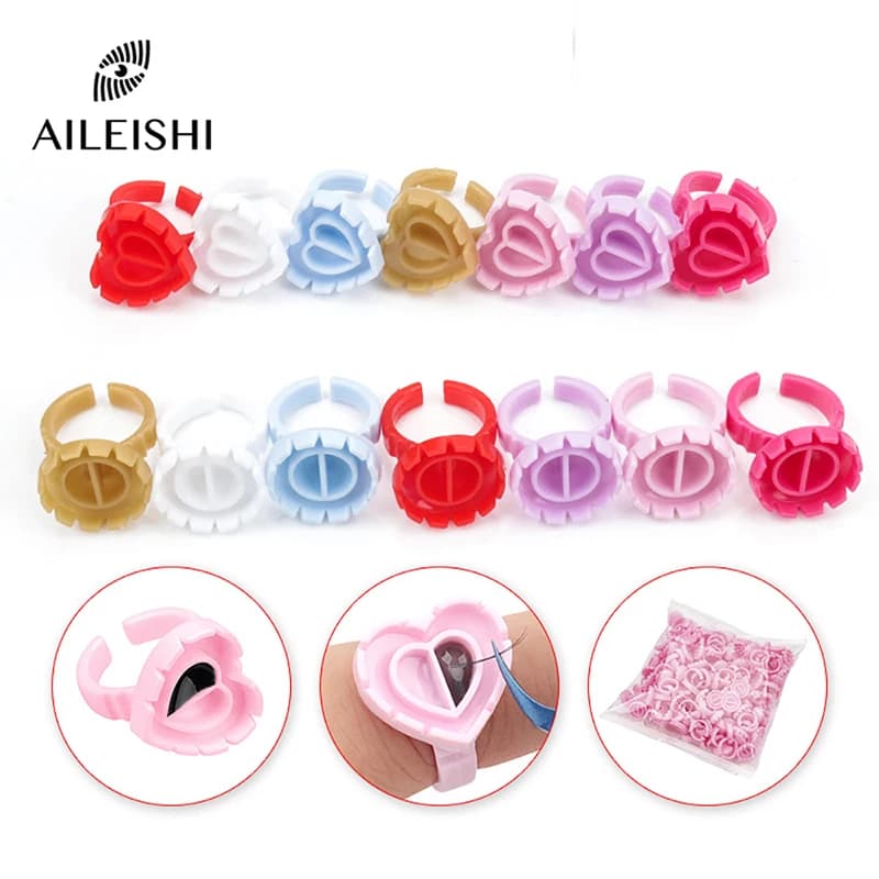 AILEISHI 100 pièces jetable cils colle ventilateur tasse anneaux support conteneur tatouage Pigment 