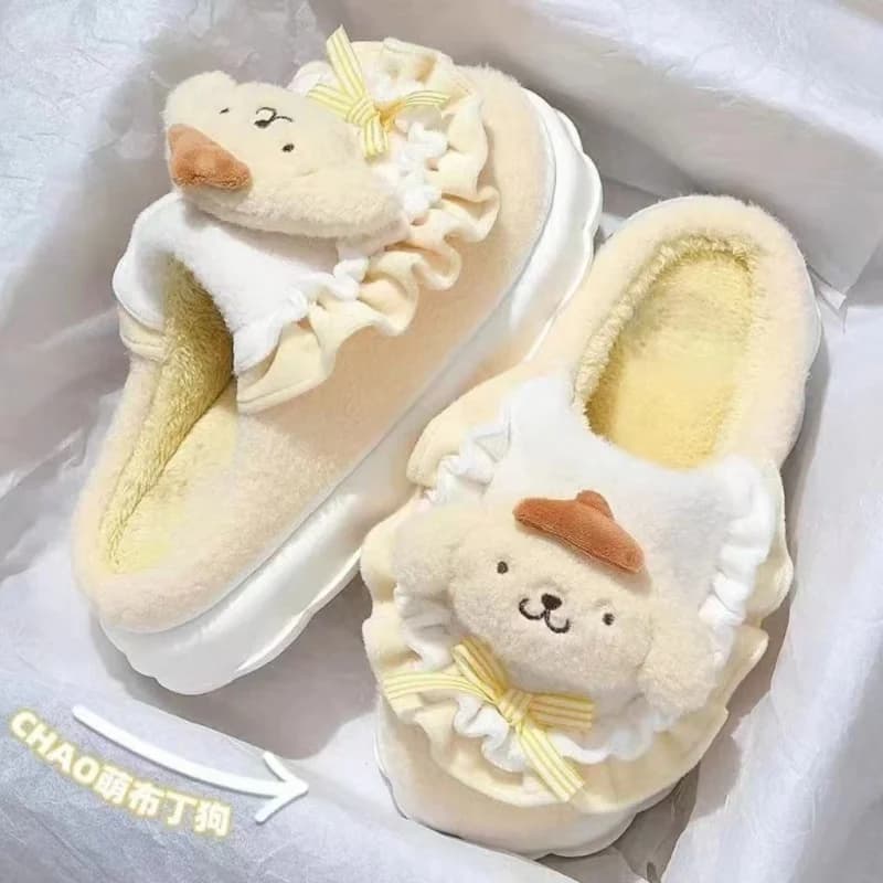 Sanrio Hello Kitty Kuromi cannelle pantoufles en coton dessin animé mignon hiver intérieur maison pa