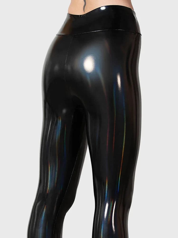 Pantalon en cuir PU extensible pour femmes, taille haute, moulant, sans couture, personnalisé, Look 