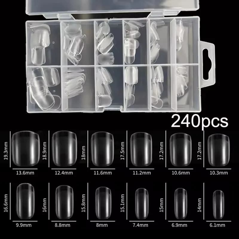 240 pièces/boîte semi-mat XXS amande ongles conseils couverture complète Gel doux faux ongles artifi