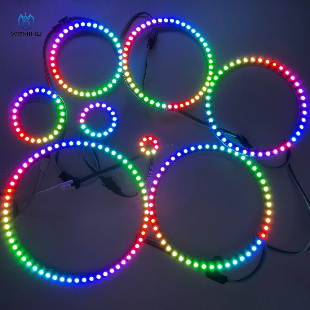 DC5V WS2812B bricolage RGB RGBW RGBWW 8 à 241led Module rond SK6812 SMD5050 pilote intégré noir blan
