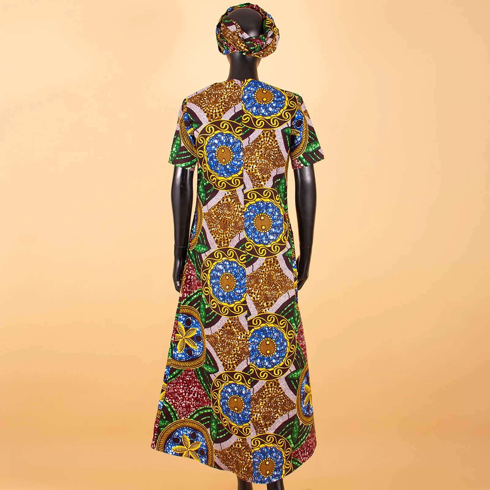 AfriPrecDashiki-Robe sur mesure pour femme, manches courtes, longueur rinçage, décontractée, en coto