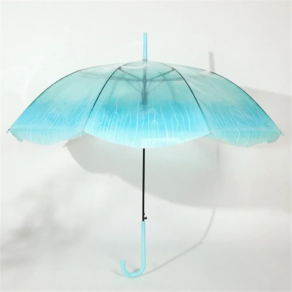 Parapluie méduse à long manche, automatique, transparent, nickel é, unique, parasol de plage, plasti