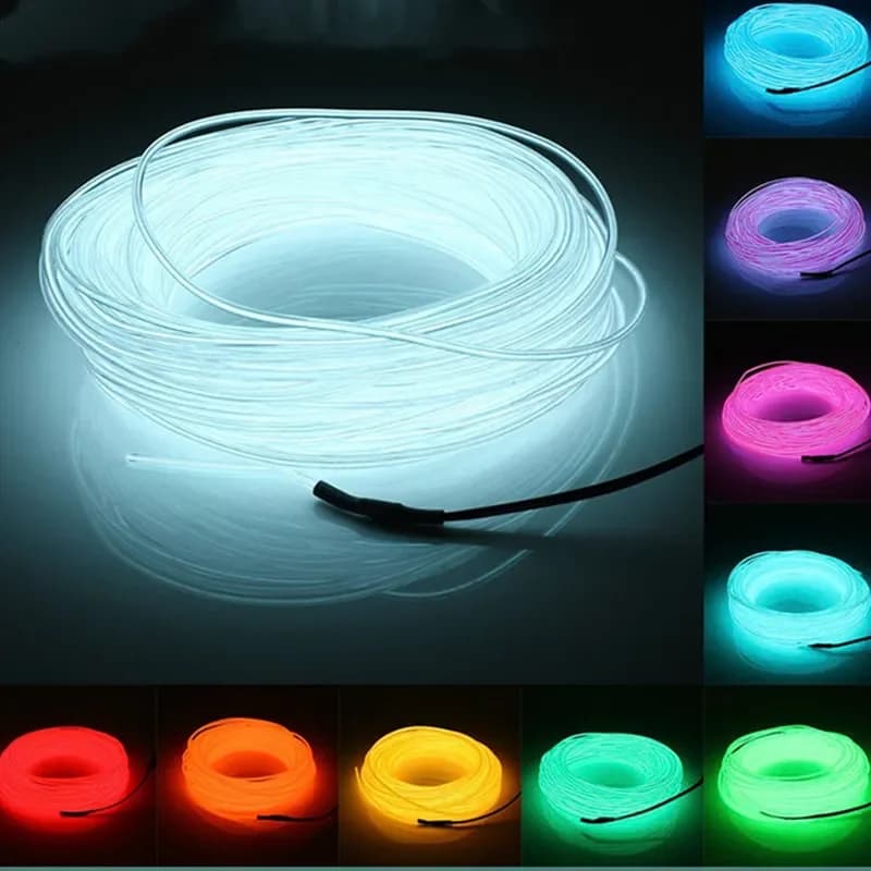 3V 5V 12V 2M/3M/5M néon danse fête décor lumière néon lampe à LED Flexible EL fil corde Tube LED éta