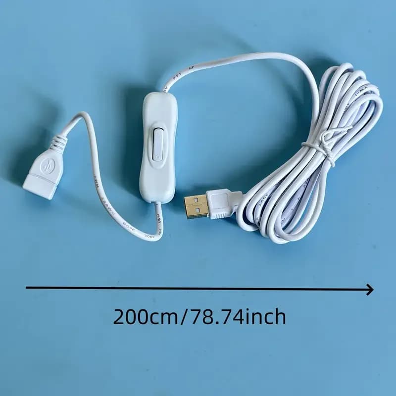 Rallonge de câble USB de 2M, avec interrupteur marche/arrêt, Extension de câble USB, ligne USB, adap